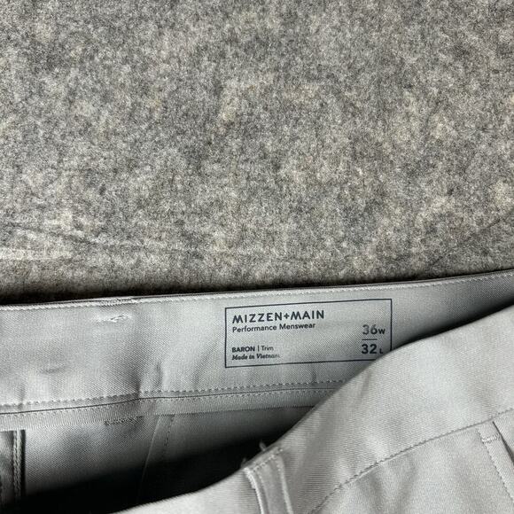 Mizzen Main Pants Mens 36x32 Gray Baron Athletic Tapered Performance Stretch - Picture 7 of 11